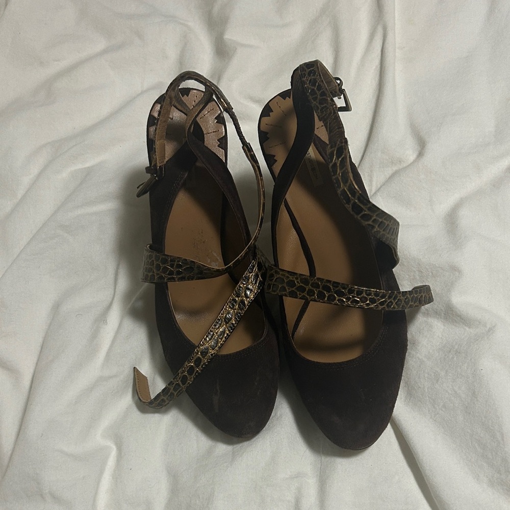 Chic Black and Brown Strappy Heels